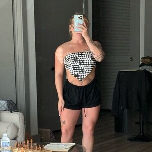 SHEIN Black and White Polka Dot Crop Top